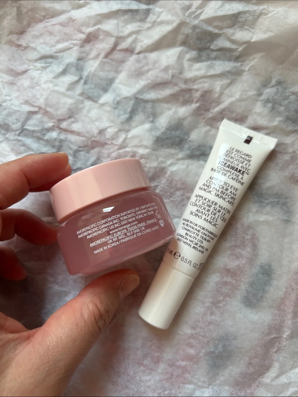 Laneige & Charlotte Tilbury eye serum & mask
